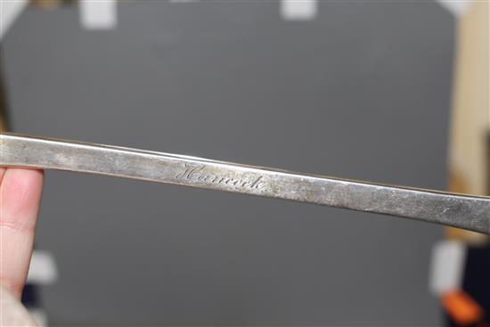 A Victorian silver fiddle pattern soup ladle, by William Eaton, London, 1845,